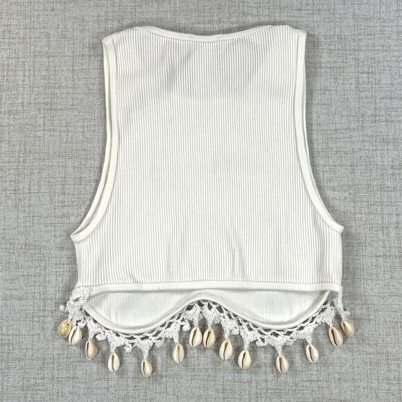 Zara Limited Edition Sea Shell Crop Top Women's XS White Bralette - Picture 5 of 9